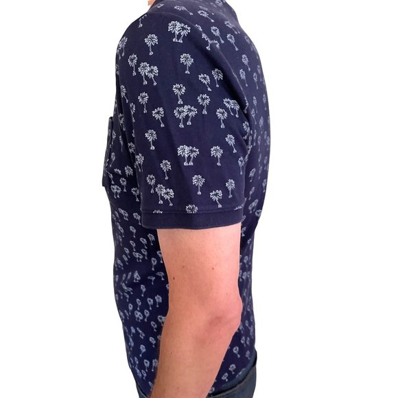 Banana Republic Polo Men Size Medium M Luxury Touch cotton Blue palm - Picture 12 of 15